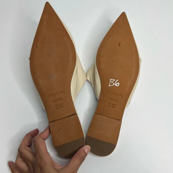 Vince Hedi Pointed Toe Mules Cream Size 8.5 - Picture 8 of 12